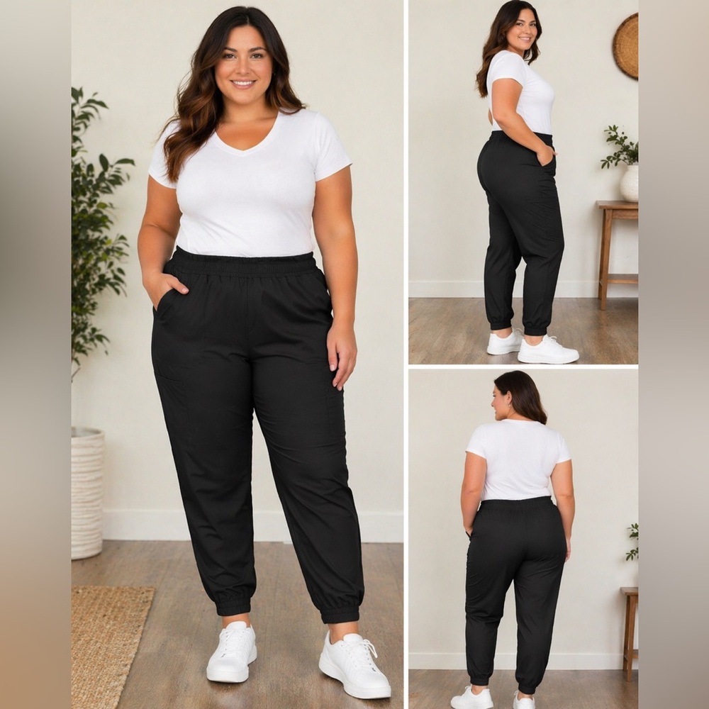 Scrubstar Black Scrub Pants 2XL Elastic Waist Nursing Medical Healthcare